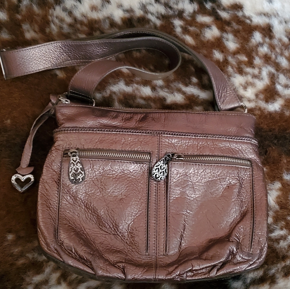 Brighton Zoe Platinum color, leather, crossbody